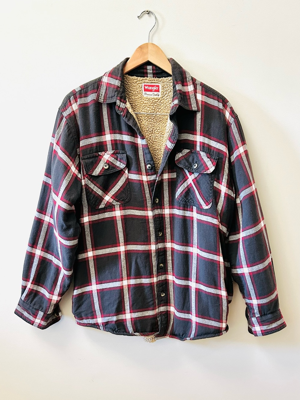 Wrangler Vintage 90’s Plaid Shacket Cotton Sherpa Lined Shirt Jacket Men’s M